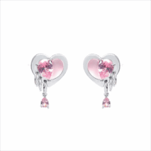Cute Crystal Dangle Heart Earrings - ArtGalleryZen