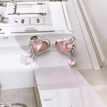 Cute Crystal Dangle Heart Earrings - ArtGalleryZen