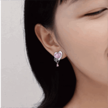 Cute Crystal Dangle Heart Earrings - ArtGalleryZen