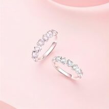 Cute CZ Inlaid Heart Matching Ring - ArtGalleryZen