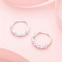 Cute CZ Inlaid Heart Matching Ring - ArtGalleryZen