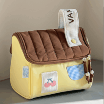 Cute Embroidery House Multi-Layer Makeup Bag Portable Travel Large Capacity Storage Bag - ArtGalleryZen