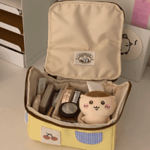 Cute Embroidery House Multi-Layer Makeup Bag Portable Travel Large Capacity Storage Bag - ArtGalleryZen