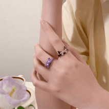 Cute Enamel Kuromi Baku Matching Ring - ArtGalleryZen