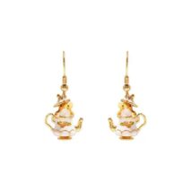Cute Enamel Teacup Hamster Earrings Necklace - ArtGalleryZen