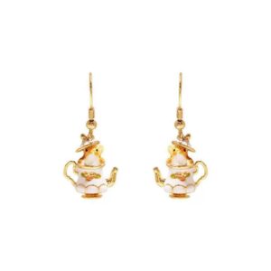 Cute Enamel Teacup Hamster Earrings Necklace - ArtGalleryZen