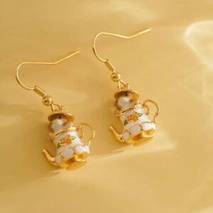 Cute Enamel Teacup Hamster Earrings Necklace - ArtGalleryZen