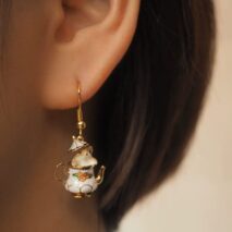 Cute Enamel Teacup Hamster Earrings Necklace - ArtGalleryZen