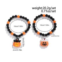 Cute Halloween Pumpkin Ghost Charm Crystal Beaded Bracelet Set - ArtGalleryZen
