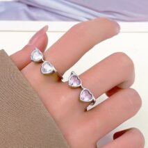 Cute Heart Shape Sunglasses Crystal Love Ring - ArtGalleryZen