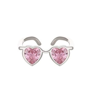 Cute Heart Shape Sunglasses Crystal Love Ring - ArtGalleryZen