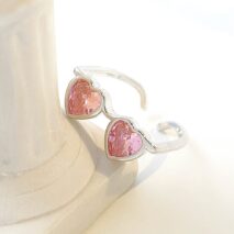 Cute Heart Shape Sunglasses Crystal Love Ring - ArtGalleryZen