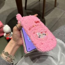 Cute Hello Kitty Embroidery Plush Mirror Flip iPhone Case - ArtGalleryZen