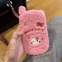 Cute Hello Kitty Embroidery Plush Mirror Flip iPhone Case - ArtGalleryZen