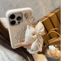 Cute Hello Kitty Leather iPhone Case With Bowknot Lanyard - ArtGalleryZen