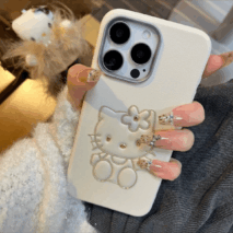 Cute Hello Kitty Leather iPhone Case With Bowknot Lanyard - ArtGalleryZen