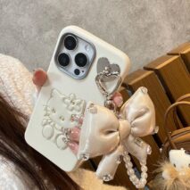 Cute Hello Kitty Leather iPhone Case With Bowknot Lanyard - ArtGalleryZen