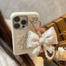 Cute Hello Kitty Leather iPhone Case With Bowknot Lanyard - ArtGalleryZen