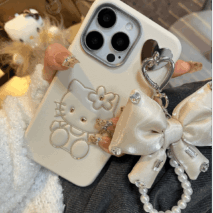 Cute Hello Kitty Leather iPhone Case With Bowknot Lanyard - ArtGalleryZen