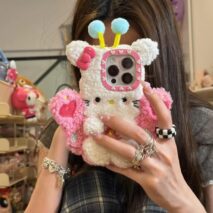 Cute Hello Kitty Pink Wing Bee Plush iPhone Case - ArtGalleryZen