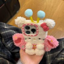 Cute Hello Kitty Pink Wing Bee Plush iPhone Case - ArtGalleryZen