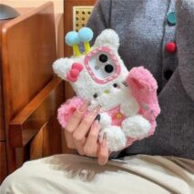 Cute Hello Kitty Pink Wing Bee Plush iPhone Case - ArtGalleryZen