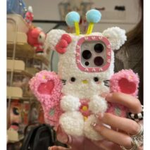 Cute Hello Kitty Pink Wing Bee Plush iPhone Case - ArtGalleryZen