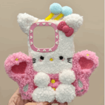 Cute Hello Kitty Pink Wing Bee Plush iPhone Case - ArtGalleryZen