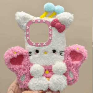 Cute Hello Kitty Pink Wing Bee Plush iPhone Case - ArtGalleryZen