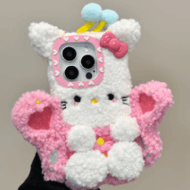 Cute Hello Kitty Pink Wing Bee Plush iPhone Case - ArtGalleryZen