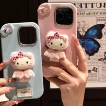 Cute Hello Kitty Wing Ring Stand Leather iPhone Case - ArtGalleryZen