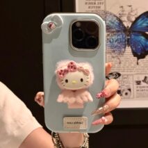 Cute Hello Kitty Wing Ring Stand Leather iPhone Case - ArtGalleryZen
