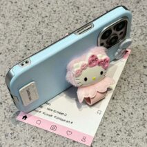 Cute Hello Kitty Wing Ring Stand Leather iPhone Case - ArtGalleryZen