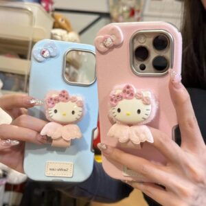 Cute Hello Kitty Wing Ring Stand Leather iPhone Case - ArtGalleryZen
