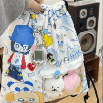 Cute Hip Hop Girl Kpop Fan Display Drawstring Backpack - ArtGalleryZen