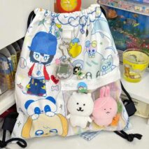 Cute Hip Hop Girl Kpop Fan Display Drawstring Backpack - ArtGalleryZen