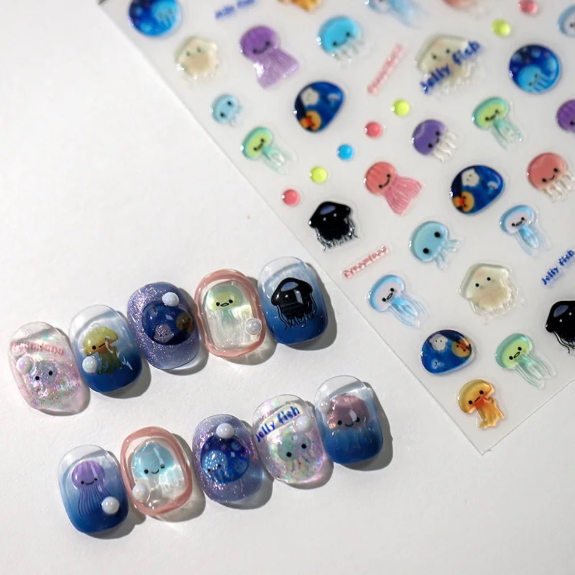 Cute Jellyfish Nail Art Decoration Stickers DIY Nail Ornament - ArtGalleryZen
