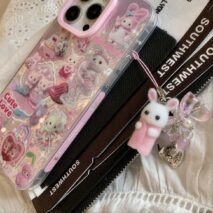 Cute Love Sylvanian Families iPhone Case With Accessories - ArtGalleryZen
