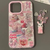 Cute Love Sylvanian Families iPhone Case With Accessories - ArtGalleryZen