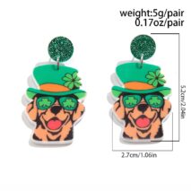 Cute Lucky Clover Dangling Puppy Earrings - ArtGalleryZen