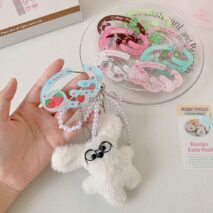 Cute Lucky Clover Strawberry Wing Kpop Acrylic Keychain Carabiner - ArtGalleryZen