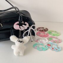 Cute Lucky Clover Strawberry Wing Kpop Acrylic Keychain Carabiner - ArtGalleryZen