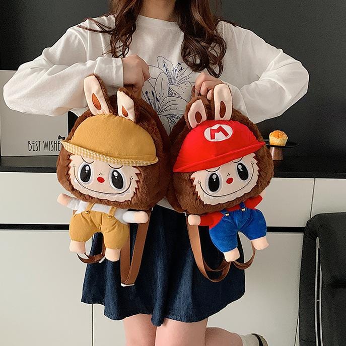 Cute Mario Labubu Plush Backpack Bag - ArtGalleryZen
