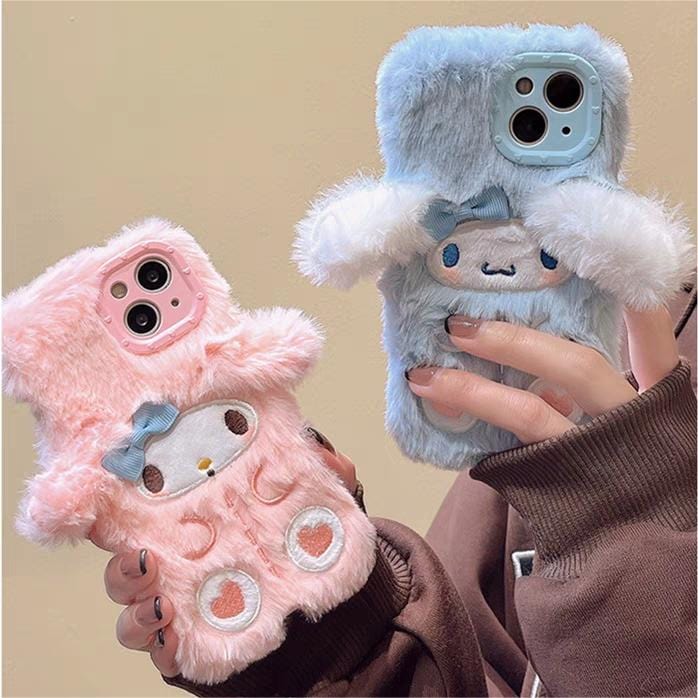 Cute My Melody Cinnamoroll Plush iPhone Case - ArtGalleryZen