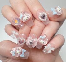 Cute My Melody Handmade 3D Press on Nails Short False Nail - ArtGalleryZen