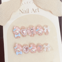 Cute My Melody Handmade 3D Press on Nails Short False Nail - ArtGalleryZen
