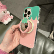 Cute My Melody Strawberry Mirror Magnetic Stand iPhone Case - ArtGalleryZen