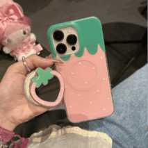 Cute My Melody Strawberry Mirror Magnetic Stand iPhone Case - ArtGalleryZen