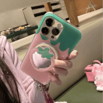 Cute My Melody Strawberry Mirror Magnetic Stand iPhone Case - ArtGalleryZen