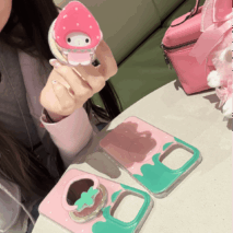 Cute My Melody Strawberry Mirror Magnetic Stand iPhone Case - ArtGalleryZen